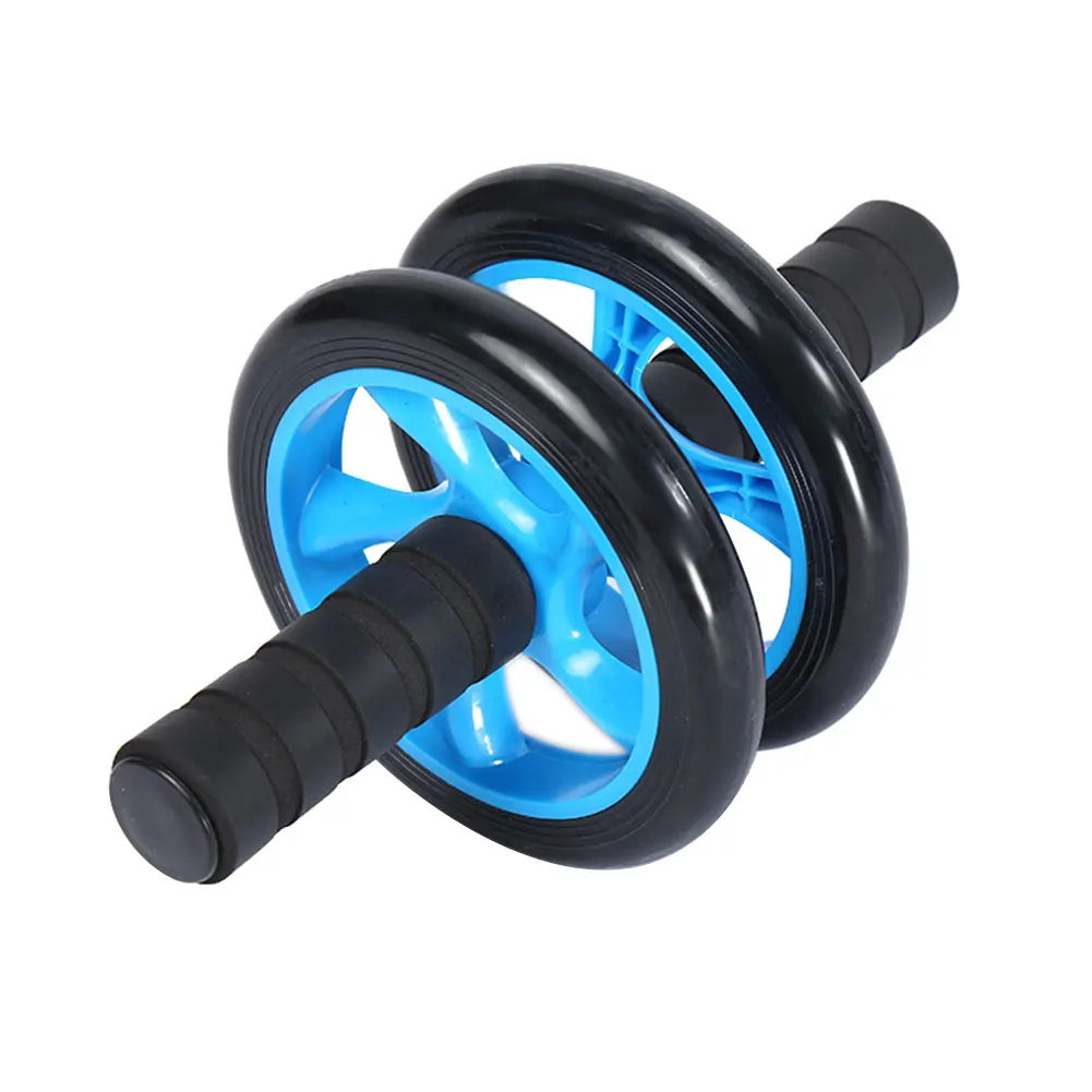 Новое двойное колесо без шума брюшное колесо Ab ролик с ковриком для рук, талии, ног, мышц, упражнений для дома, тренажерного зала, фитнес-оборудования - Цвет: Синий