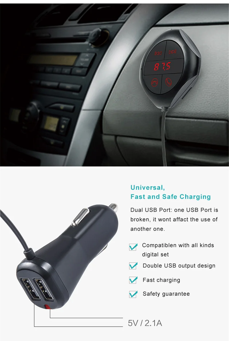 Автомобильный MP3-плеер fm-передатчик Bluetooth модулятор громкой связи автомобильный комплект музыкальный плейер в машине радиомонитор TF U диск 2 USB Автомобильное зарядное устройство