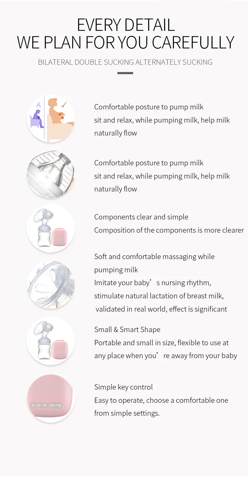 Single/Double Electric Breast Pump Milk Bottle Nipple Suction USB BPA Free Powerful Breast Pumps Infant Breast Feeding Baby Care