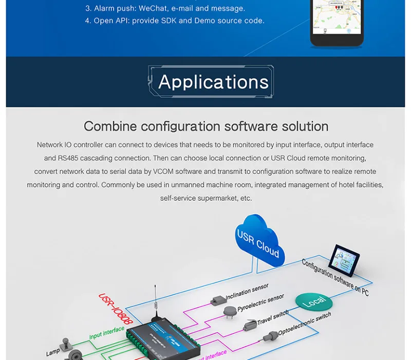 HonesThing USR-IO808-GR 8 Channel GPRSGSM RTU Network IO Controller Modbus RTU 8 Relay Output RS485 Serial Server of 8DI8DO 18
