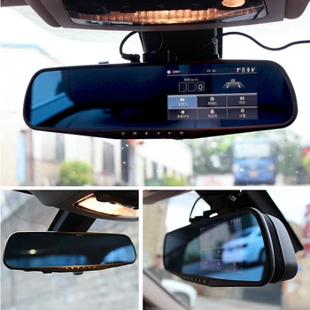 

4.3" HD Dual Lens Recorder Dash Camera Registrator Camcorder Car Dvr Camera Rearview Mirror Touch Screen Dvring