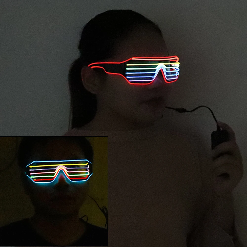 Неоновые вечерние очки EL Wire неоновые светодиодные очки бокалы с подсветкой Rave костюм вечерние диджей солнцезащитные очки декор для вечеринки в честь Дня Рождения