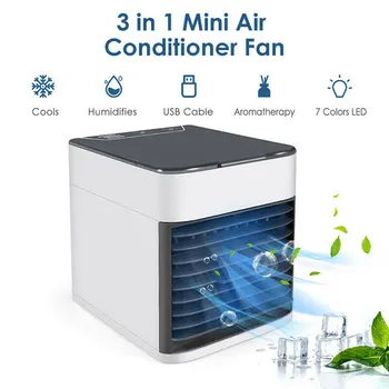 

3 In 1 Refrigeration Humidification Air Purification Mini USB Fan Air Cooler 7 Color LED Light Game PC Computer Office Accessory