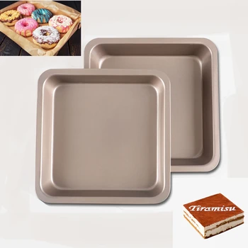 

6/7 INCH New Rectangular Square Baking Tray Sizes Nonstick Carbon Steel Baking Pan Cake Baking Pan Cake Tools Baking Tools gold
