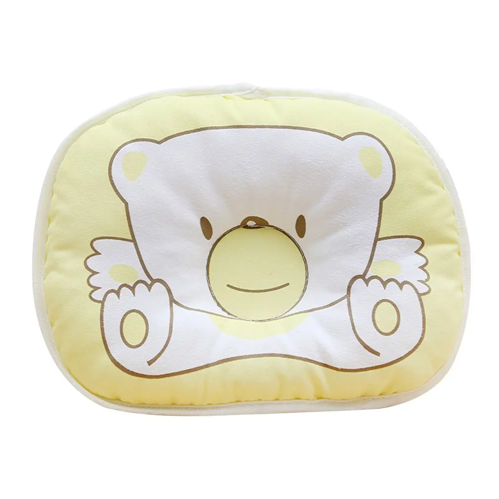 Подушка для новорожденных с изображением медведя из мультфильма, подушка в форме головы, мягкая подушка для поддержки младенцев - Цвет: Blue-yellow