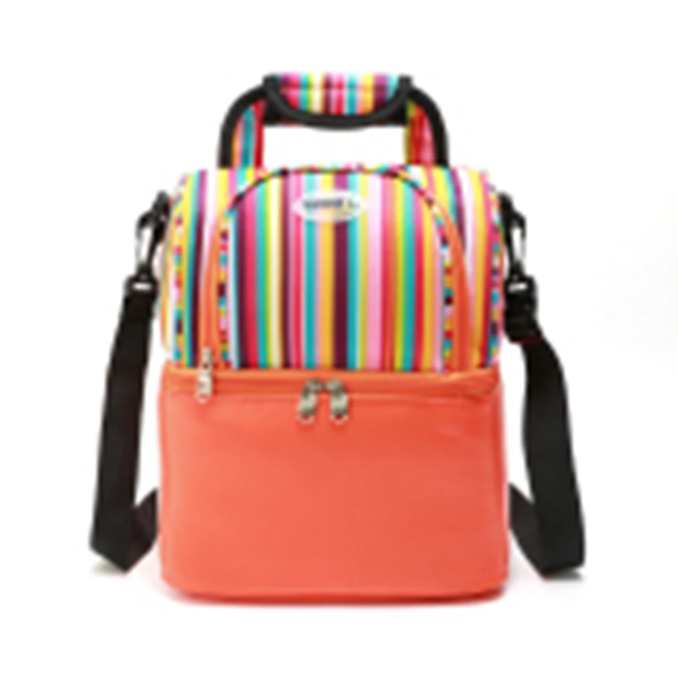 Fashion Double Layer Lunch Bag Portable Outdoor Waterproof Picnic Thermal Food Cooler Ice Thicken Insulated Oxford Cloth Tote