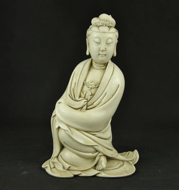 

wedding decoration Rare China Dehua White Porcelain glaze Kwan-yin Guanyin Quan Yin Goddess Statue