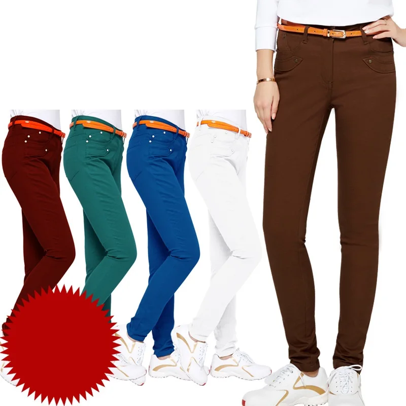 Women Winter Warm Golf Pants Ladies Button Front Slim Full Length Trousers High Stretch Apparel Clothing D0677 | Спорт и развлечения