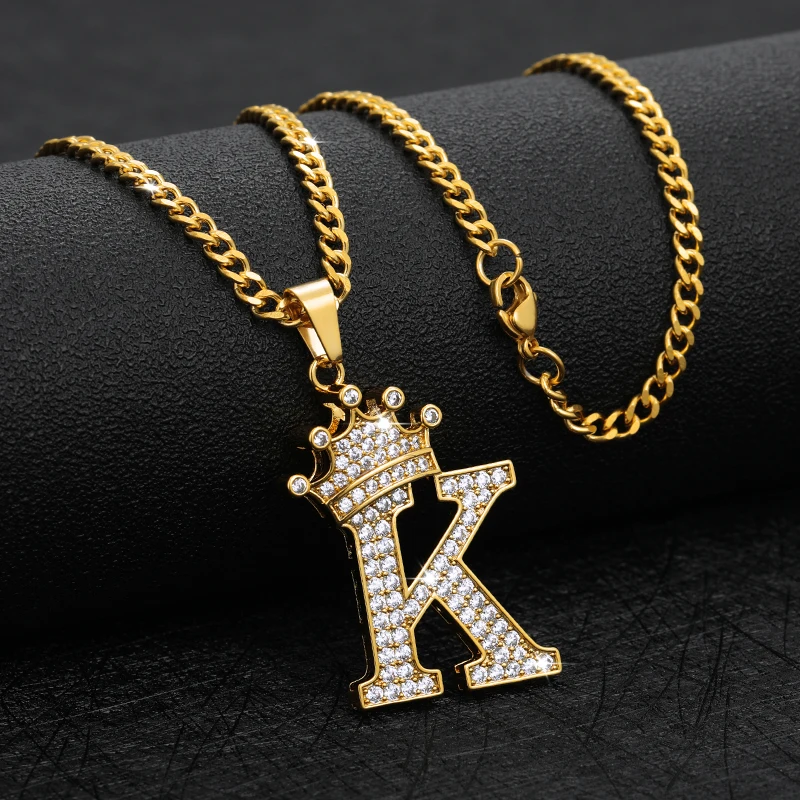 Zircon Crown Letters Necklaces For 
