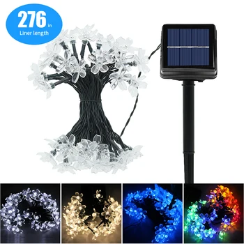 

50 LED Solar Powered String Light 7 Meter Peach Sakura String Fairy Lights Outdoor Waterproof Yard Home Party Festival Decor