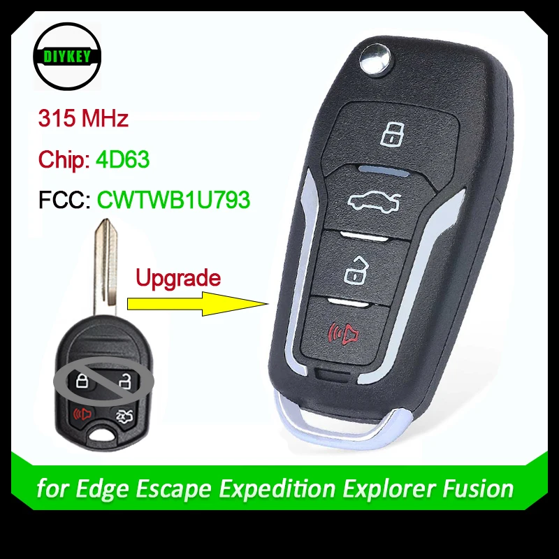 

Пульт дистанционного управления DIYKEY для Ford Edge, экспедиций, Explorer, Flex Focus, Fusion, Mustang, Taurus, CWTWB1U793, 315 МГц, 4D63