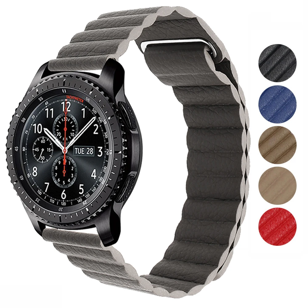 20 мм 22 мм Магнитный кожаный ремешок для Amazfit samsung Galaxy gear s3 Galaxy 42 46 мм активный ремешок для часов браслет Quickfit