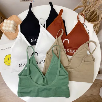 

Women Sexy Crop Tops Padded Tube Top Female Streetwear Sleeveless Seamless Sports Fashion Lingerie Tee Bra Tank Top Bandeau #F