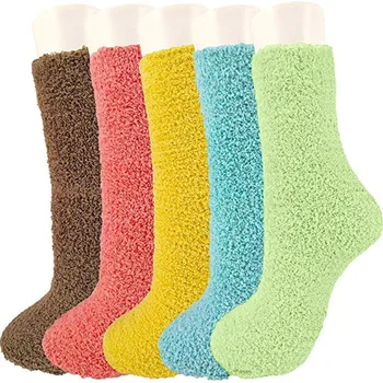 

5 Pair Harajuku Socks Women‘s Heavy Thick Wool Socks Solid Soft Warm Comfort Winter Socks Female House Socken Calcetines
