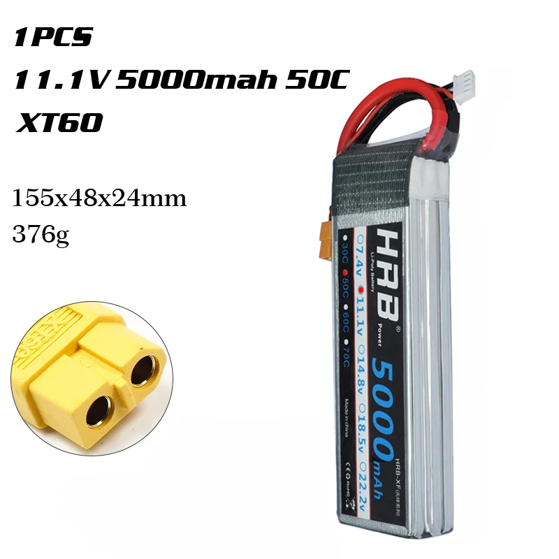 3S 5000mah 50C XT60 HRB Lipo 2S 3S 4S 6S Батарея 1500 мА/ч, 2200 3300 мА/ч, 4000 мА/ч, 5000 мА/ч, 6000 мА/ч, XT60 T деканов EC5 XT90 7,4 V 11,1 V 14,8 V 22,2 V RC Запчасти - Цвет: 3S 5000mah 50C XT60