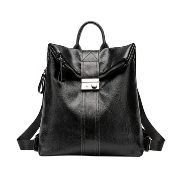 

Korean Fashion Ladies Backpack PU Leather Rucksack Casual School Backpack Large Capacity Travel Backpack Ladies Leather Bag