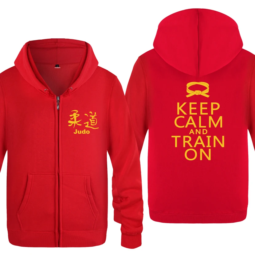 KEEP CALM AND TRAIN ON-Judo jitsu толстовки мужские мужские с молнией с капюшоном флисовые толстовки кардиганы