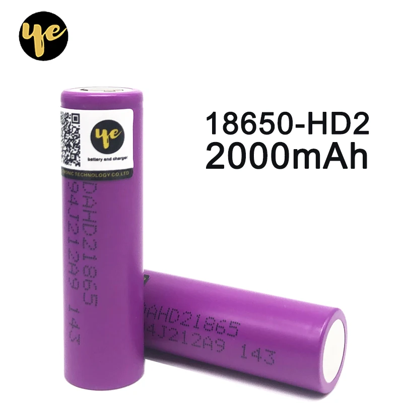 Настоящая 3 7 V 18650 батарея HD2 2000mah непрерывный разряд 25A литий ионная