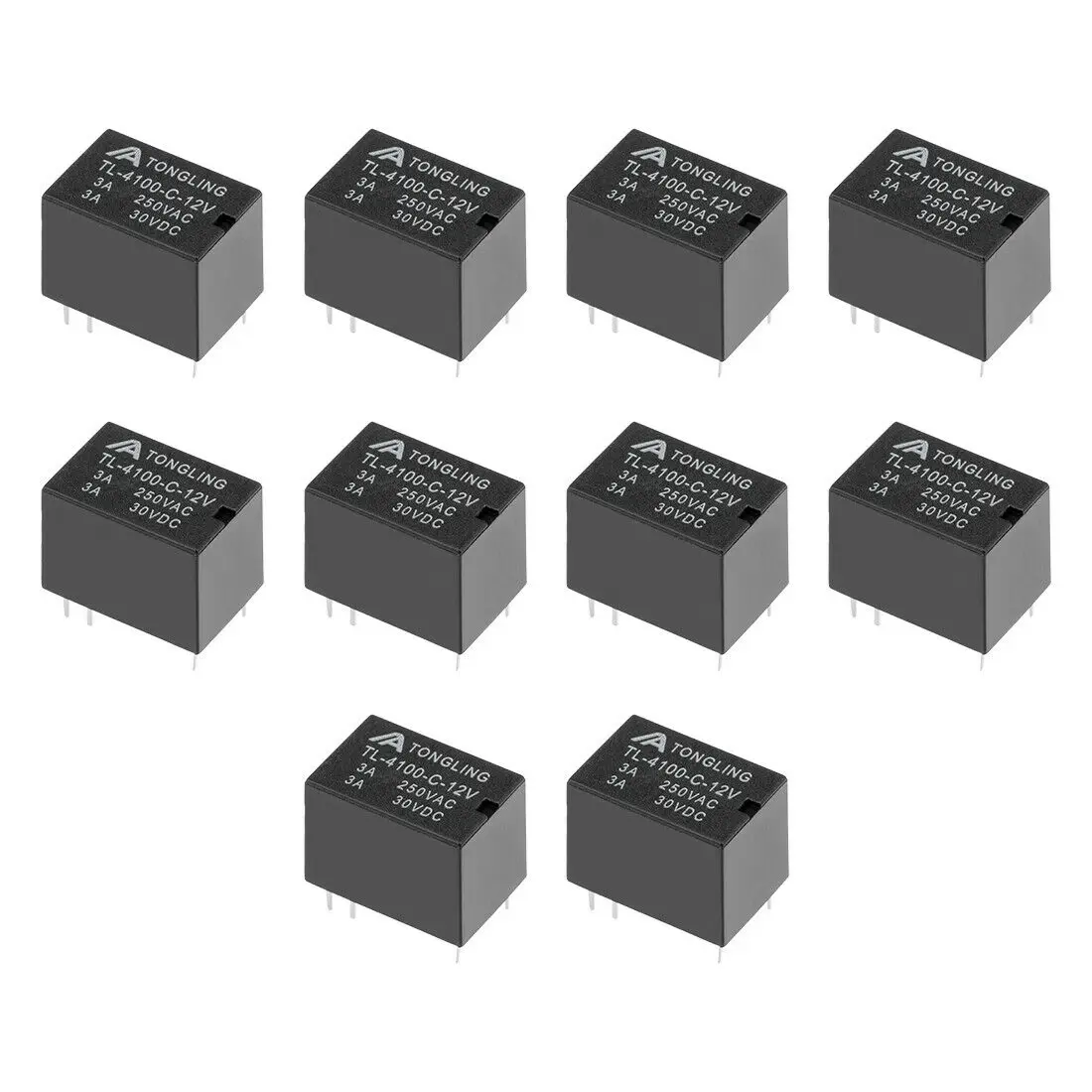 

10 Pcs DC 12V Coil SPDT 6 Pin PCB Electromagnetic Power Relay NO+NC