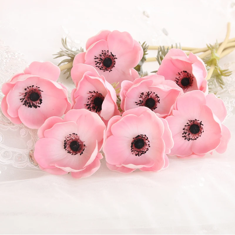 JAROWN Real Touch Artificial PU Anemone Flowers Silk Flores Artificiales Wedding Holding Fake Flowers Home Garden Decorative Wreath (70)