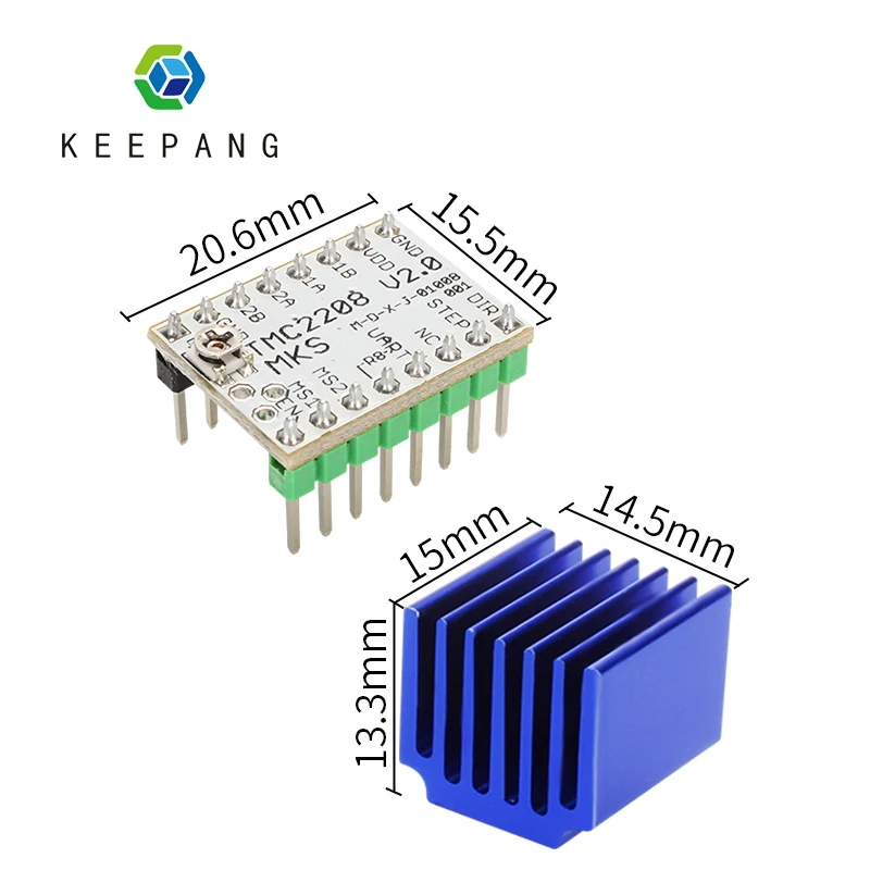 Драйвер шагового двигателя MKS TMC2208 V1.2 TMC2209 TMC2130 V1.0 бесшумная Бесшумная защита для