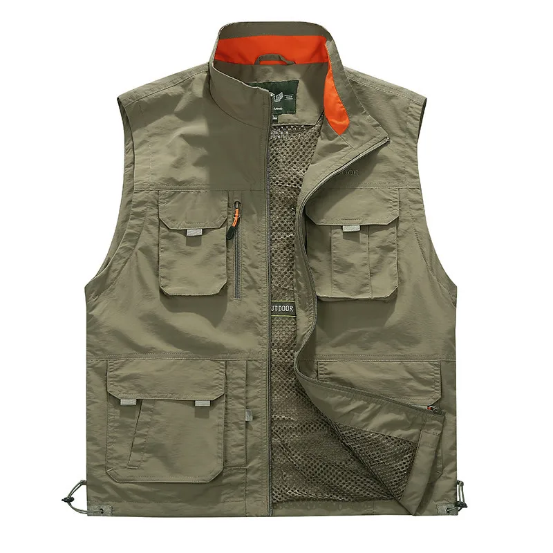 Outdoor Casual Men's Vest Multi-pockets Zipper Jackets Sleeveless Male  Photography Fishing Military Man's Tourism Drift Vests