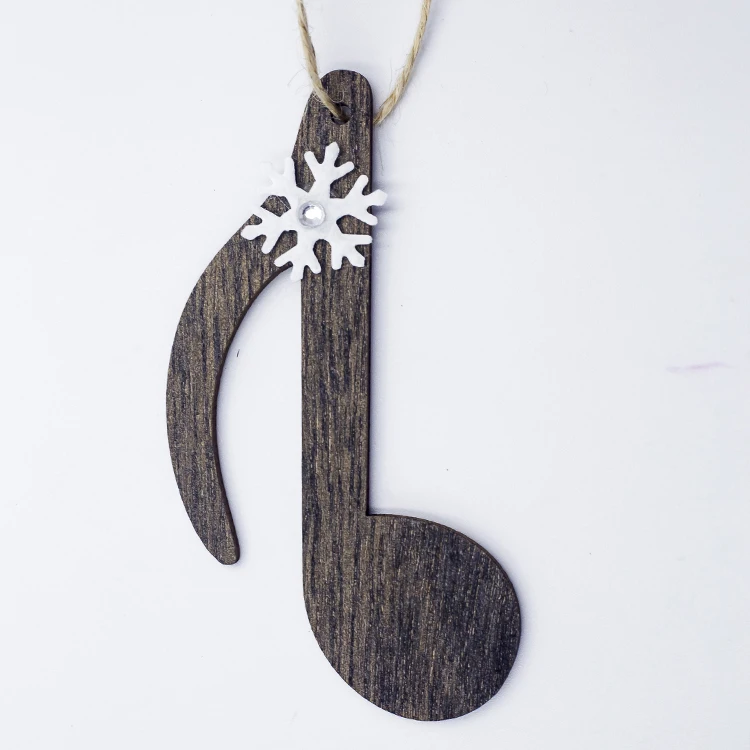 Christmas Tree Hanging Pendant Elk Santa Clause Wooden Craft Christmas Tree Decoration Christmas Party Decor for Home New Year - Цвет: gray music note
