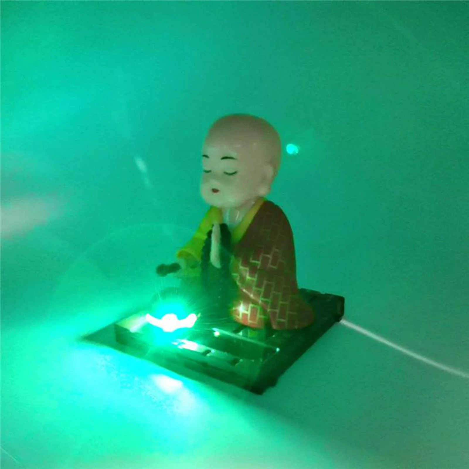 Solar Power Dancing Toy Buddhist Monk Nodding Head Toy Car Decoration Yellow