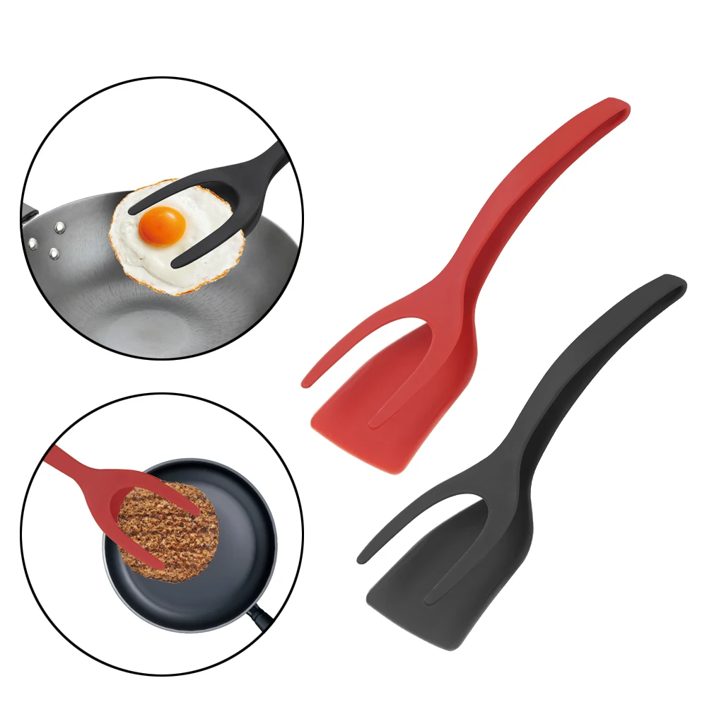 Frying Utensils Egg Spatula 2 in 1 Meat Pizza Flip Scoop Multi-function  Non-Stick Fried Egg Turner Kitchen Tools