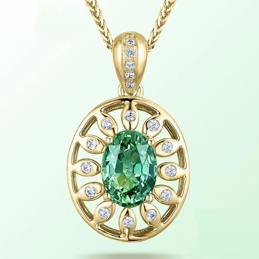 emerald gemstones pendant necklace women green cryst