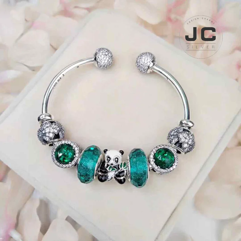 JC модный очаровательный 925 пробы серебряный DIY браслет панда струны, мужской женский браслет Женские аксессуары Ювелирные изделия Подарки