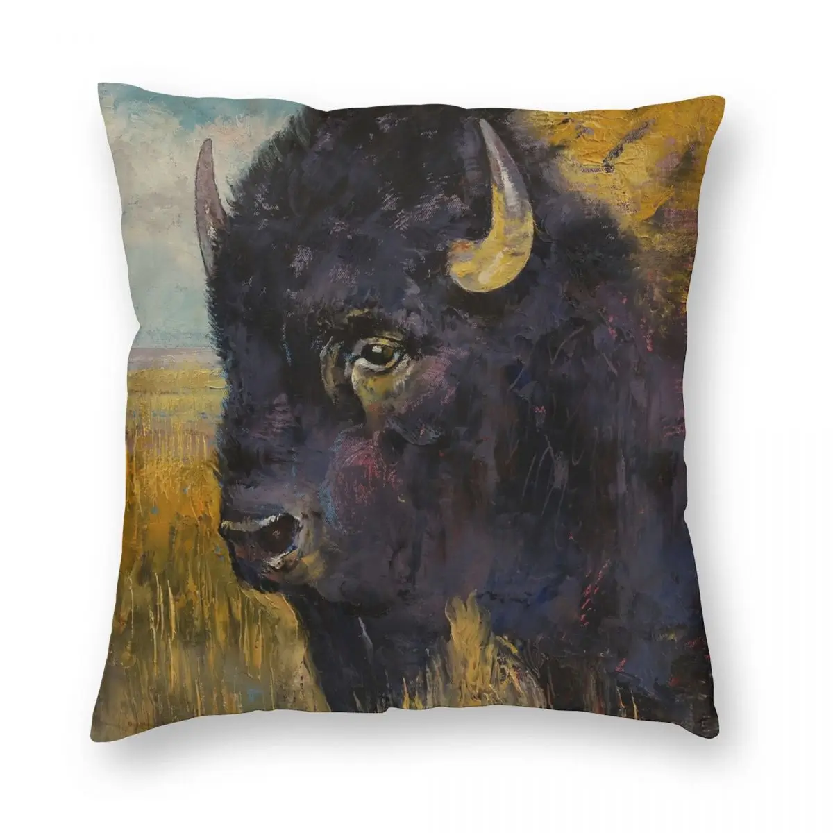 

Bison Pillowcase Polyester Linen Velvet Creative Zip Decor Home Cushion Case
