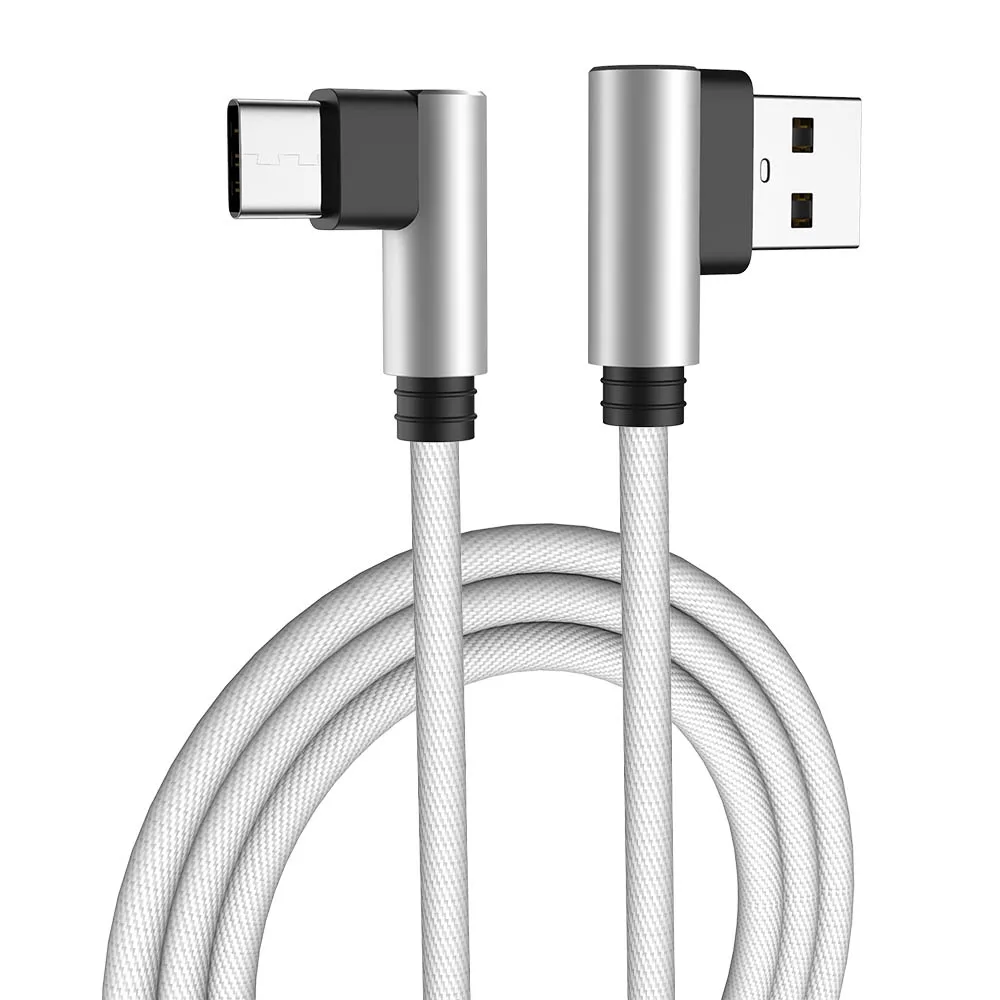 MUSTTRUE USB C зарядный кабель для samsung s9 type C Кабель-адаптер для мобильного телефона кабель для передачи данных для oneplus 6T Xiaomi usb-c 90 градусов - Цвет: White