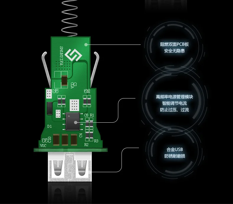 Превосходное яркое автомобильное зарядное устройство Star 3,1 a с двумя usb-портами с IPhone4/5 Android, три в переднем Yc-158