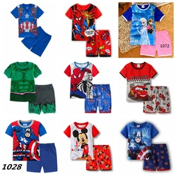 Meninos pijamas verão mickey mouse conjunto de roupas pijamas crianças menina dos desenhos animados spiderman mcqueen roupas crianças nightwear