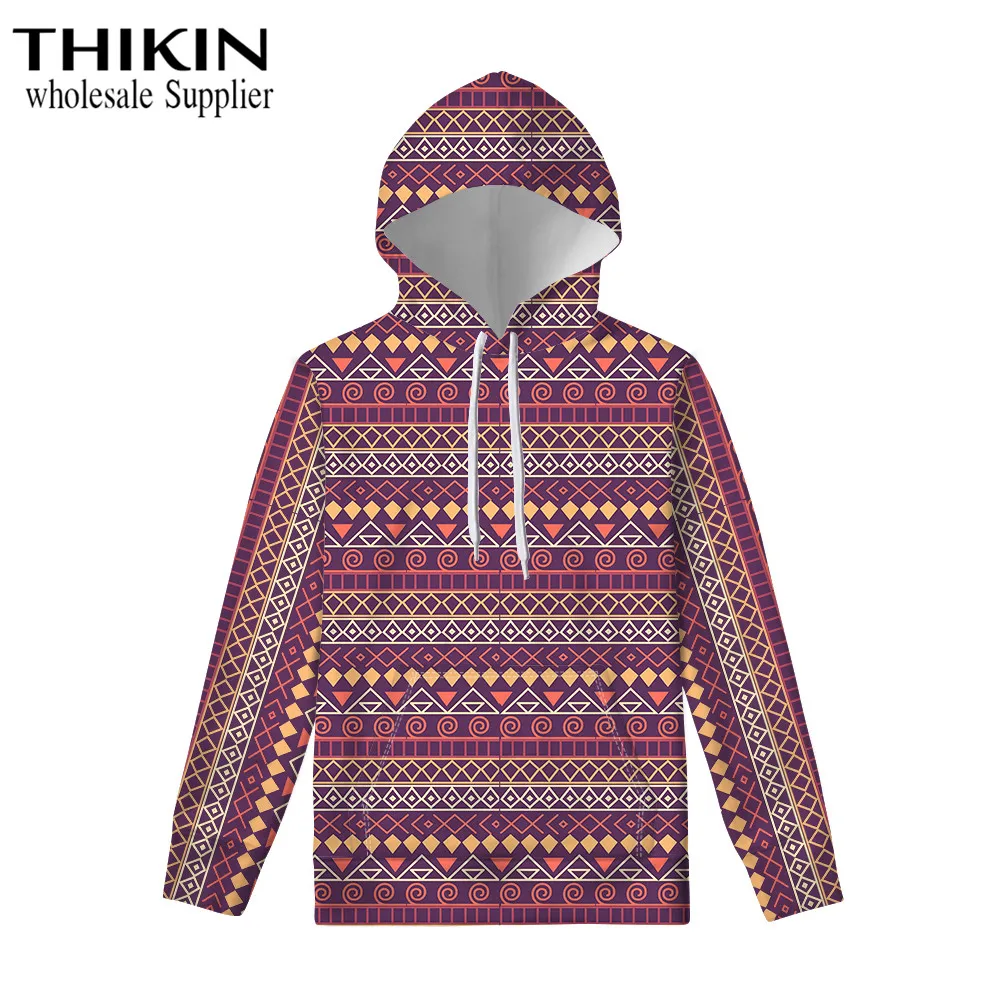 as picture THIKIN Boho этнический стиль дизайн модные толстовки женские Топы Зимняя одежда для девочек уличная одежда с принтом спортивный костюм с капюшоном - Цвет: as picture