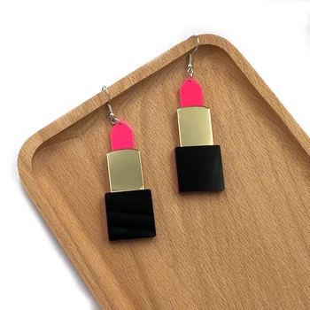 

Acrylic Geometric Long Lipstick Drop Earrings For Women Girls Night Club Fashion Hip Hop Jewelry