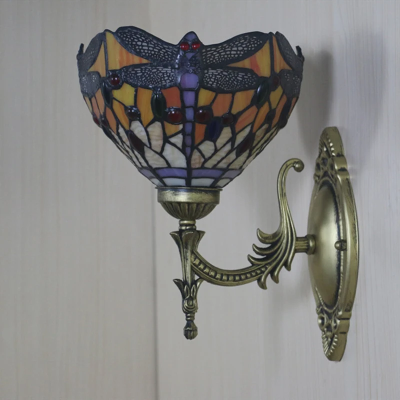Lámpara de pared estilo mediterráneo Tiffany, luminarias de libélula de  vidrio manchado Retro Para Hotel, sala de estar, pasillo, dormitorio,  decoración de pared|Lámparas LED de pared de interior| - AliExpress