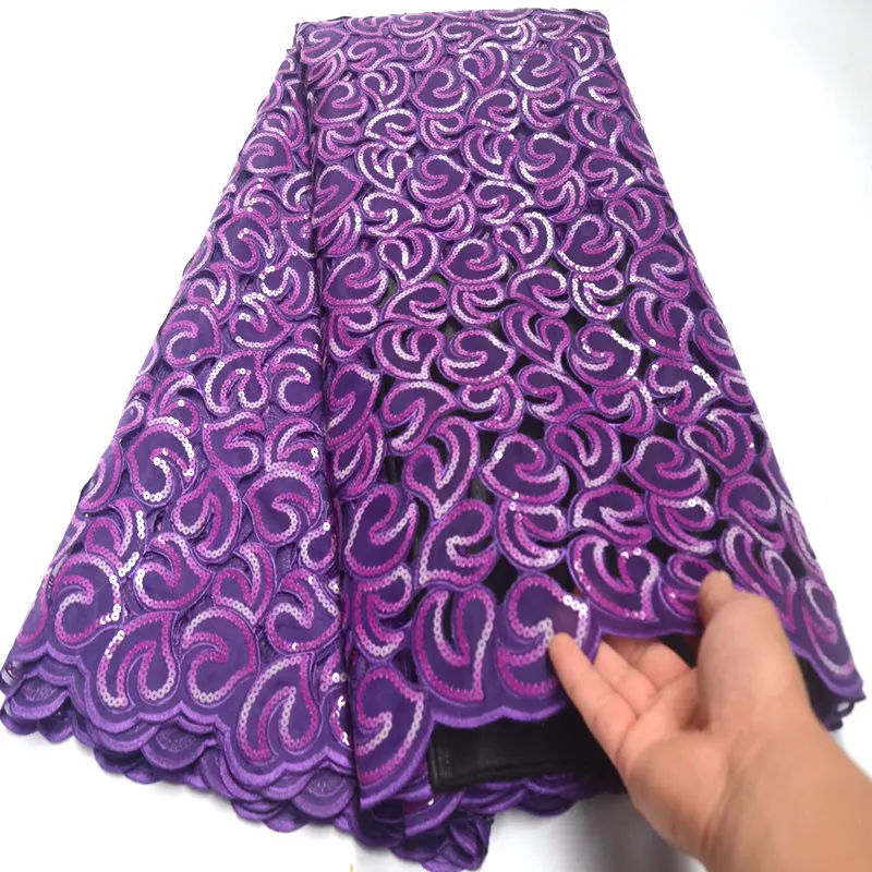 Latest African lace fabric for wedding High quality Sequins Organza African French lace fabric DG539