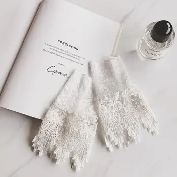 

Decorated Cuff Women Sweater Ruffles Fake Sleeves Hollow Crochet Lace Arm Warmer