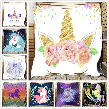

Custom Rainbow Unicorn Microfiber Bed Blanket Cartoon Throw Blanket for Kids Colorful Home Textiles Sweet Dream manta