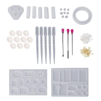 

128Pcs Silicone Mold Mix Dropper Clasp DIY Jewelry Making Accessories Tools Molds Geometric