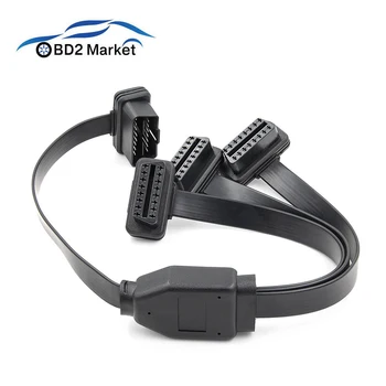 

4FT OBD2 16Pin Male To Female Flat 1 IN 3 Converted Cable diagnostic Extension cable can be use for obd2 diagnostic tool