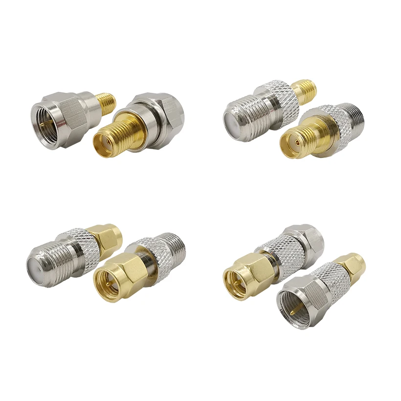 2 pces SMA-F rf conector coaxial rf adaptador coaxial f tipo fêmea jack para sma macho plugue em linha reta f conector para conector sma