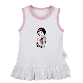 

Snow White with Flowers Alice In Wonderland and Cheshire Cat Newborn Baby Girls Dresses Toddler Sleeveless Dress Infant Clothes