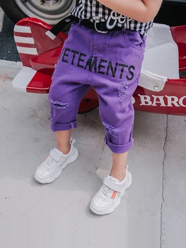 

Boys Summer Hole Pants Thin 2020 Children Korean Version of the Cropped Trousers Western Style Baby Shorts Tide Leisure Summer