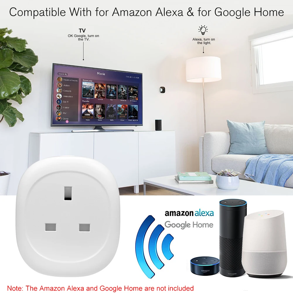 Wi-Fi вилка умная розетка голосовое приложение дистанционное управление и функция таймера Великобритания вилка работает с Alexa Google Home Smart life tuya mini
