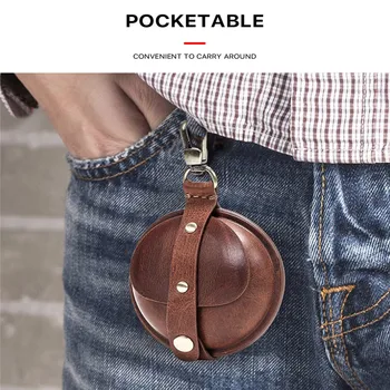 

​ Round Wireless Earphone Storage Box Portable Leather Protective Case for Airpods Pro Headphone Case