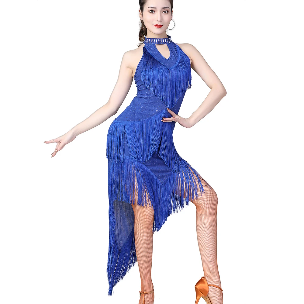 Sequin Tassel Latin Dance Dresses for Women Halter Neck 1920s Gatsby  Flapper Fringe Dress Tango Salsa Ballroom Dancing Outfit - AliExpress  200000345