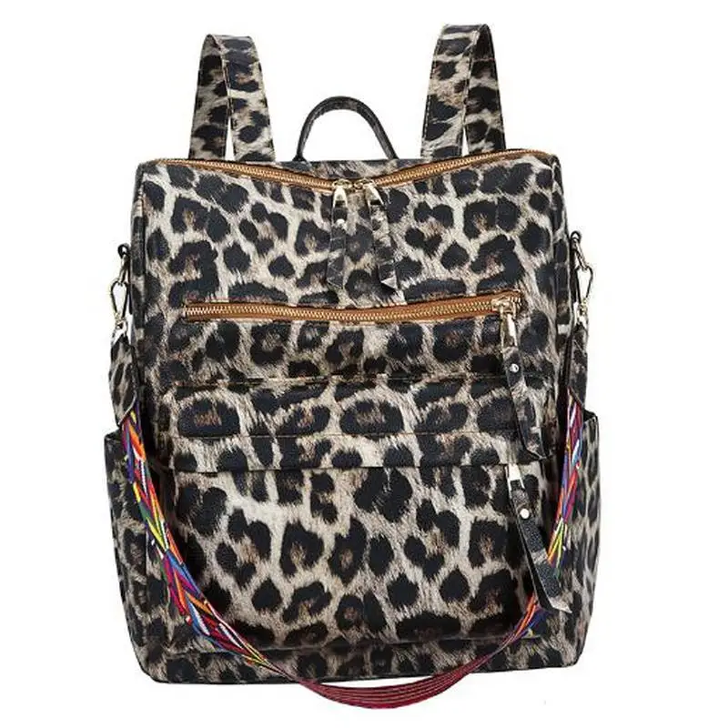 Backpack Women Shoulder-Bag Teenagers Vintage Mochila-Feminina Girls Leopard